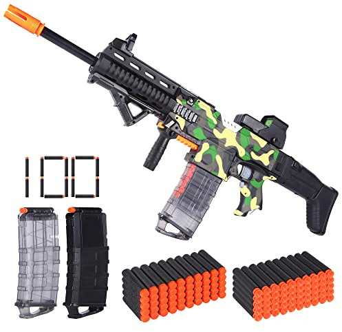 COOLFOX Electric Automatic Toy Gun for Nerf Guns Sniper Soft Bullets [Shoot Faster] Camouflage Burst Bullets for Boys,Toy Foam Blasters & Guns with 100 Nerf Sniper Darts, Gifts for Kids