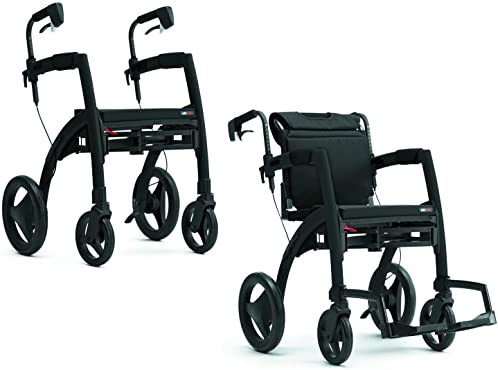 Rollz Motion2 - Kombigerät Rollator & Rollstuhl - Auswahl an Größe und Farbe (Groß - Mattschwarz)