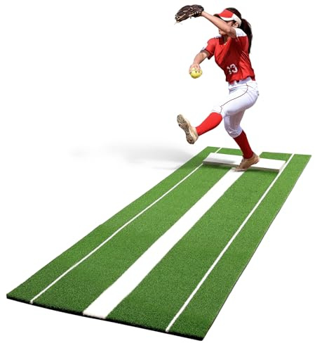 Softball Pitching Mat Softball Pitching Mound Pitching Matt Softball for Pitchers with Antislip Rubber and Antifade Turf 10x3 ft Green Color