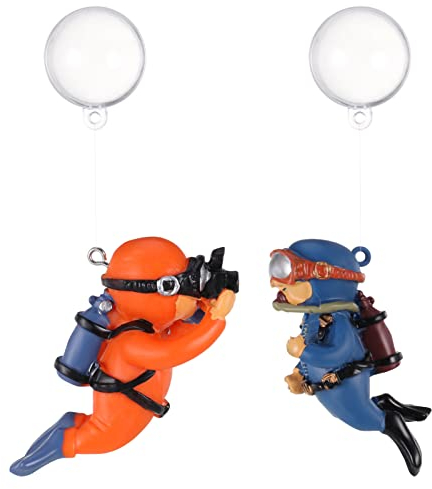 Dacitiery 2 Stück Aquarium Dekoration Schwimmende Fischspielgefährte für Aquarien süßer Kleiner Taucher Aquarium Deko Interessantes Aquarium Zubehör Fish Tank Ornaments Aquarien Landschaft