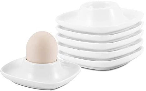 HIUAUIH Huevera, Porcelana, 6 Piezas, Huevera de Cerámica, Hueveras para Huevos Pasados por Agua, Huevera Porcelana Decorativa para el Desayuno Familiar con Huevos (Cuadrada)