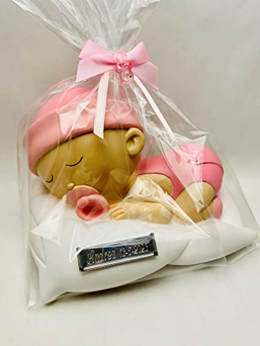 Figura Bautizo niña Hucha Tarta GRABADA muñeco Personalizado huchas Infantiles Pastel cojín