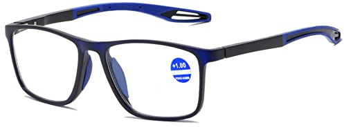 Lanomi Mode Kurzsichtige Blaulichtfilter Brille Rechteckig TR90 Rahmen Flexibel Leichte UV400 Schutz Outdoor Myopia Brillen für Damen Herren