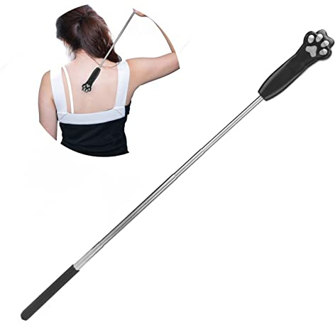 Rascador Trasero, Rascador De Espalda Extensible, Rascador de espalda con garra de gato herramienta de masaje telescópica extensible de acero inoxidable Para Masaje de Espalda y Dedos