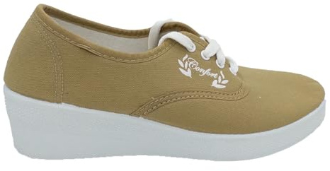 Cano Confort Aerobic CORDÓN CÓMODO Playera DE Mujer Lona Beige Zapatilla CUÑA Alta (beig, 39)