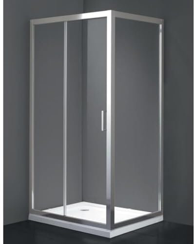 Box Doccia 70x120 Apertura Frontale Scorrevole a Due Cristalli Con Un Lato Fisso Quadro e Rettangolare In Cristallo Temperato trasparente