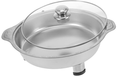 TOPBATHY Edelstahleimer mit Deckel Rechteckiger Buffettablett für Speisen Kantinentablett aus Edelstahl Servierpfanne mit Deckel für Buffets Speiseteller für Partys