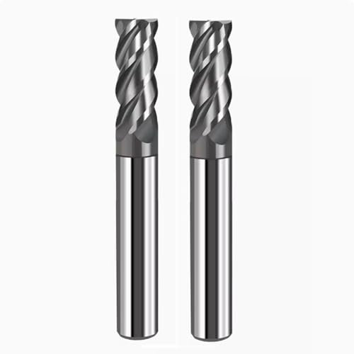 ASZLBYM 2-teiliges 1/2-Zoll-Hartmetall-Vierkant-Schaftfräser-Set, Fräser, 1/2 Hartmetall Schaftfräser für legierten Stahl/gehärteten Stahl, HRC 45 Grad, einseitig, 4 Nuten, AlTiN-beschichtet.