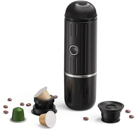 YIWEOG Caffettiera elettrica portatile compatibile con cialde NS e caffè macinato 19 Bar 100W Riscaldamento wireless Macchina per caffè espresso da viaggio per viaggi/campeggio/ufficio/casa