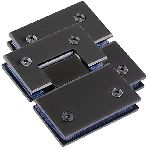 Pince de charnière de porte en verre, 2 pièces en acier inoxydable 304 charnières de porte en verre, titane noir 180° pinces en verre de salle de bain bidirectionnelles, charnières de porte de douche