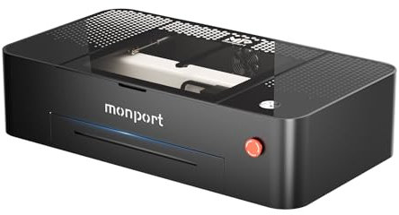 Monport ONYX CO2 Laser Graviermaschine 55W Desktop Lasergravierer & Cutter mit Autofokus,5MP-Kamera,Rauchabsauger,460x290mm Arbeitsbereich,Lasergravurgerät für Holz Metall Silber Acryl