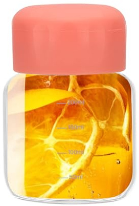 PATIKIL Petits Bouteilles en Verre pour Jus 10 Onces 300 ml Rose | avec Couvercles, Bouteille D'Eau en Verre Borosilicaté Étanche, Bouteilles Mignonnes pour Boire Des Shots