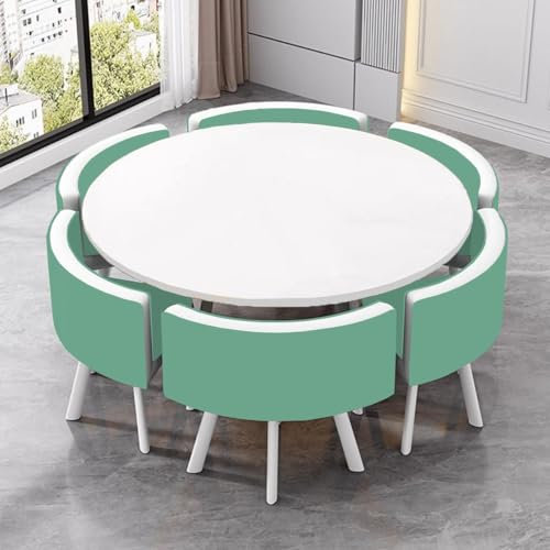 Mid Century 7-teiliges Esszimmer-Set mit Konferenztisch, robustes Gestell, ideal für 4 6 Personen