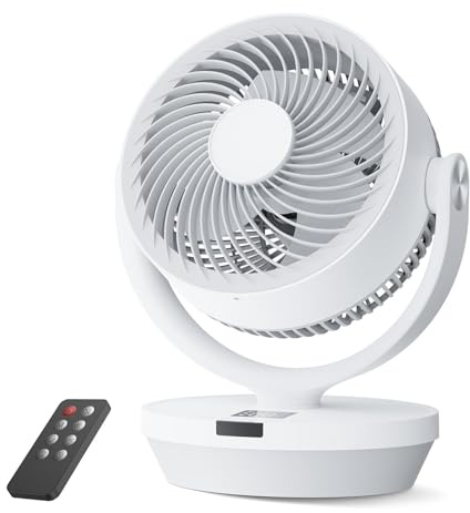 Fan for Bedroom, 13 Air Circulator Fans with Remote, 120°Vertical Manual +90°Oscillating Desk fan, 60ft Powerful Airflow, Portable Fan With 4 Speeds, 4 Modes, 12H Timer, 25dB Quiet Smallfan (White)