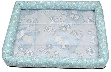 FOVAOK Sommer-Hundematte, kühlende Sommermatte, Haustierbett, Eiskissen, Schlafnest für Hunde, Katzenkissen, Eisseide, kühle Haustiermatte (Blau, M)