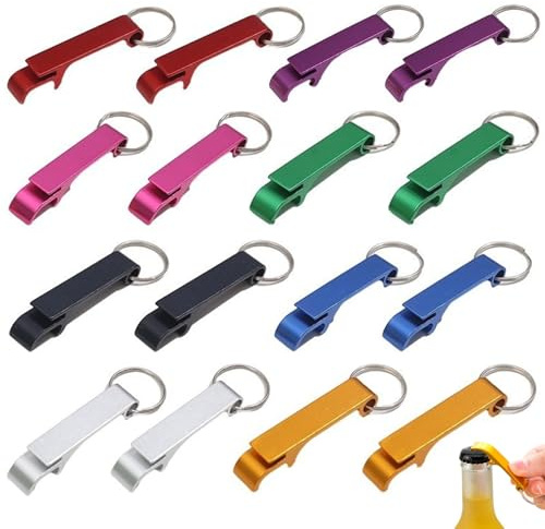 banjiabb 16 Stück Flaschenöffner Schlüsselanhänger, Aluminium Bierflaschenöffner, 8 Leuchtende Farben Oder Für Den Eigengebrauch