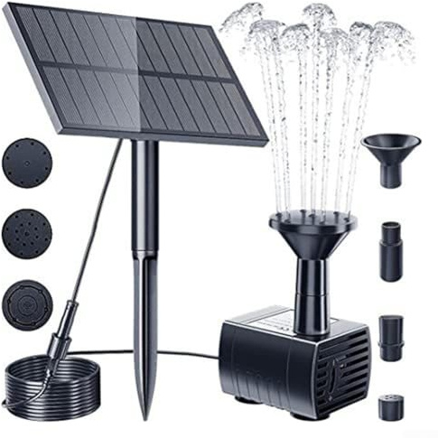 HpLive 5W 5V Solar Springbrunnen für Außen mit Steckbarer Solarpanel, 180L/h Wasserpumpe für Teich Aquarium Vogelbad Gartendekoration