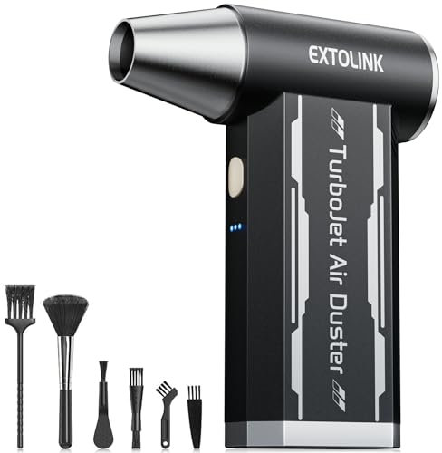 EXTOLINK L8 Compressed Air Duster 180,000 RPM 4-Speed Electric with TurboJet Mode, 8000mAh Battery & Cleaning Kit, for PC, Keyboard, Laptop, Car, Home