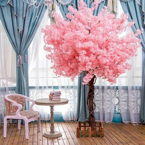 Planta de Cerezo Artificial, Hermosa Planta Falsa, múltiples Flores Rosadas, para decoración de Interiores y Exteriores, hogar, Oficina, Fiesta, Boda,002,1.2x0.8m/3.9x2.6ft