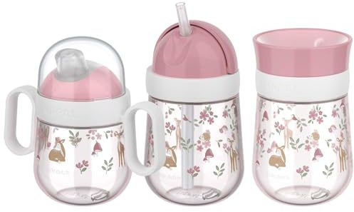 Mepal - Mio Trinklernbecher-Set 3-teilig - Antitropf-Henkelbecher 200 ml - 360° Trinklernbecher 300 ml - Strohhalmbecher 300 ml - Lernbecher für Kinder ab 6 Monaten - Auslaufsicher - Fairy Garden