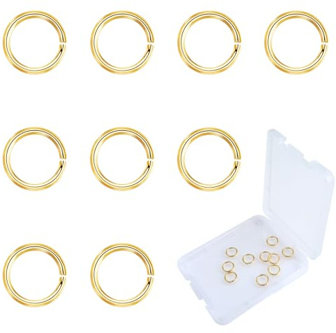 TOAOB 10pcs Gold Open Jump Rings 6mm O Rings Connector 925 Sterling Silver for DIY Craft Necklaces Bracelet Pendant Keychains Jewelry Making