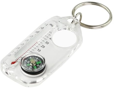 KOM-Pass Schlüsselanhänger | Thermometer Outdoor Anhänger | Survival KOM-Pass Thermometer Schlüsselring für Wandern Trekking Camping Notfall Rucksackreisen Abenteuer Navigation Jagd