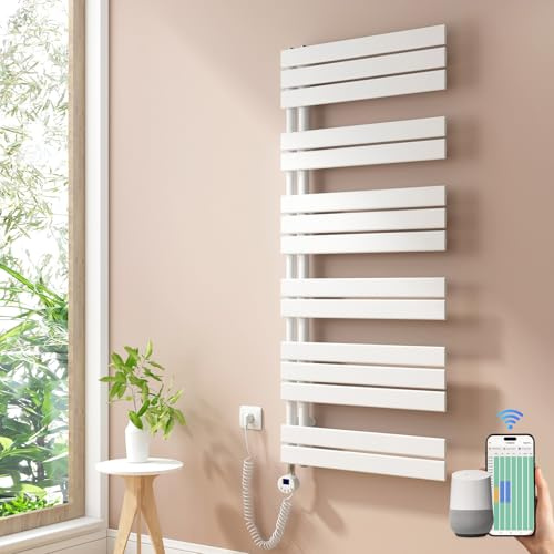Heilmetz Badheizkörper Elektrisch Smart WiFi Handtuchheizkörper Elektrisch mit Thermostat mit Timer-Funktion Heizkörper Badezimmer Weiß Badheizkörper 60x138.5cm