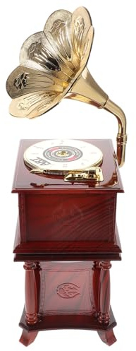 JOINPAYA Retro Spieluhr Grammophon mit Filigran Geschnitztem Design und Klassischer Melodie Vintage Tischdekoration aus Kunststoff und Metall als Geschenk für Feierlichkeiten