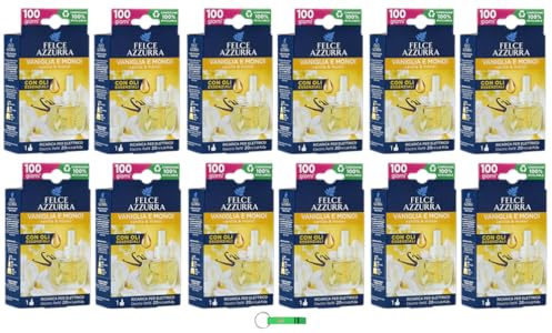 12 deodoranti Felce Azzurra Aria Casa Vaniglia e Monoi Refil, deodorante per ambienti interni 20 ml + portachiavi Beni Culinari