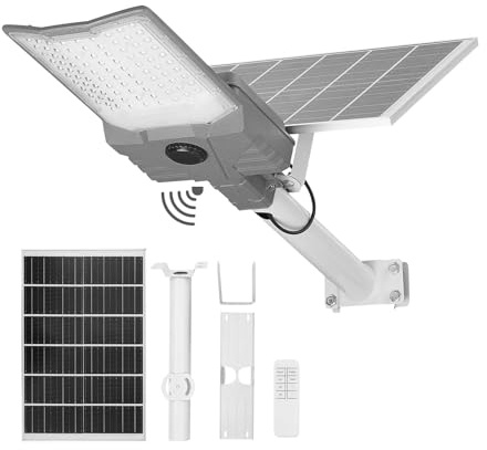 VEVOR Lampadaire Solaire Extérieur Séparé 12000 W Projecteur LED Solaire 900000 lm pour Allée Parking, Détecteur de Mouvement, Télécommande, Éclairage du Crépuscule à l'Aube, Étanche IP65, Lot de 1