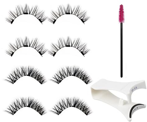 NiceNaiils 8 Pcs pestañas postizas magneticas, Pestañas magnéticas 3D pestañas magnéticas de aspecto natural con juego de pinzas aplicadoras impermeables y reutilizables para maquillaje diario o citas