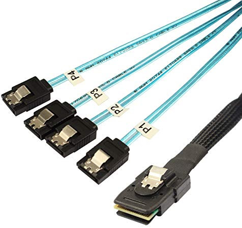 Jopto Mini SAS Cavi 50 cm Interni Mini-SAS a 4 SAS SATA Multi-Lane Forward Cavo di trasferimento dati Cavo Mini SAS 36 Pin SFF-8087 Maschio a 4 SATA 7 Pin Femmina Hard Drive Splitter Cable