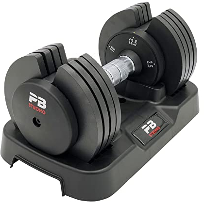 PERFORMBETTER+ PB Strong Hanteln verstellbar, alternativ zum Gewichte Set, ersetzt ein ganzes Hantelset von bis zu 5 Kurzhanteln, 2,5-12,5kg einstellbar (1 Stk)