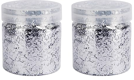 Ideen mit Herz Blattmetall-Flocken | Blattgold-Flakes zum Basteln | 2 Dosen mit je 3g (silber)