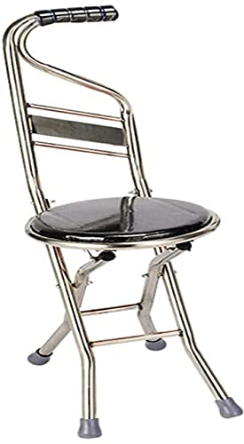 Stuhl Krücken Stockhocker, Faltbarer Gehstockhocker, Gehstock mit Sitz, Aluminiumlegierung, Krückenstuhl, Stativ, Gehstockhocker, Alter Mann, leicht, faltbar, rutschfest, Gehstock, graue Familie