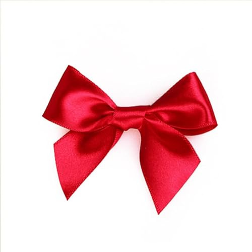 SYSUII 50 Stück Mini Satinband Schleifen, 7X 6cm Schleifen zum Basteln Bowknot Minischleifen Klein Satin Band Schleife für Hochzeit Valentinstag Weihnachten Dekoration Geschenkschleifen -Rot