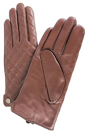 Zerimar Damen-Lederhandschuhe | Warme Lederhandschuhe | Lederhandschuhe für Damen | Echte Lederhandschuhe | Gravierte Lederhandschuhe | Farbe Braun | Größe 8