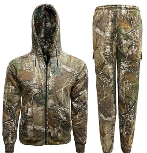 Zaif & Hari Mens Camouflage Jungle tracksuit Set Fishing Hunting Zip Hoodie Jacket Tracksuits REALTREE CAMO PRINT Full Set Trouser Hoodie Tree Combat Plus Sizes(Zipper-M)