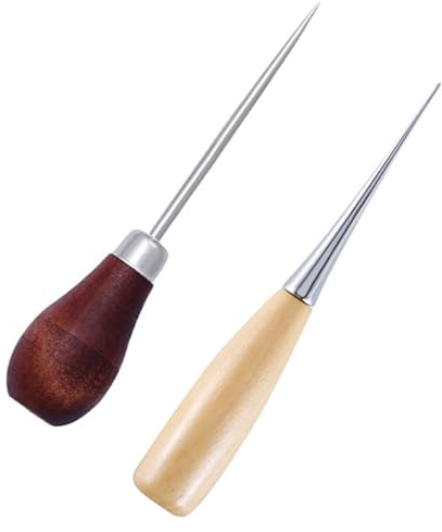 Visxcnu Ahle,2 Stück Vorstecher Mit Holzgriff Ahle, Vorstecher Mit Holzgriff Holzgriff Ahle Für Leder Nähen Stanzen,Prickelnadeln Zum Nähen Von Leder Nähen Von Leder Für DIY Handwerkzeug