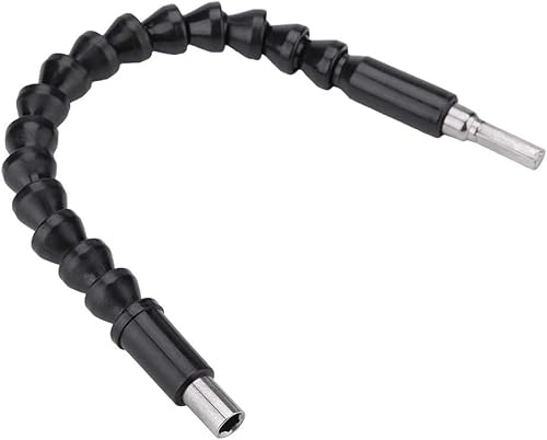 Chazcool Flexible Drill Bit Extension, 11.6inch Flexible Shaft Extension Bits, 1/4inchHex Shank Bendable Black Drill Connection Magnetic Screwdriver Drill Bit Holder for Drills