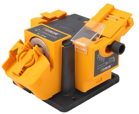 Hoteche Ponceuse à outils multifonction 65 W pour couteaux, forets et forets - Affûteuse électrique pour ciseaux, forets HSS, burins - Fiche VDE - Noir et jaune