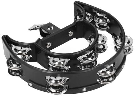 Hand Tambourine pandereta Halbmond Tamburin Doppelreihige Hand-Tamburin Erwachsenen-Tamburin Hand Halbmond Musikinstrumente mit 40 Metallgl?ckchen f¨¹r Musiker, Berittene Tamburine