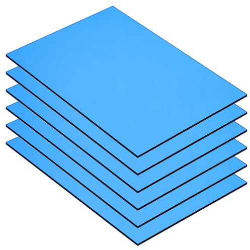 QUARKZMAN 6 Pz Lastre in Pmma Acrilico Trasparente Colorato 7 x 5Pollici Lastre in Acrilico Blu per Progetti Fai da Te, Arte, Creazioni, Taglio e Incisione Laser