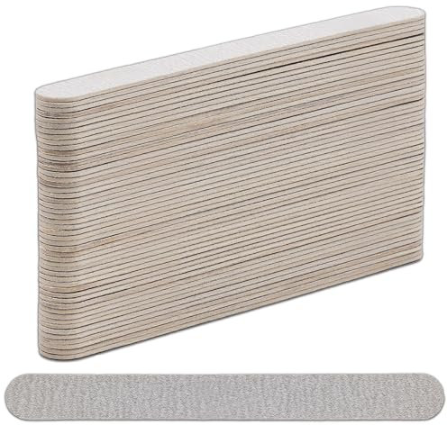 VIKI Lima Unghie Professionale 100/180 Doppia Grana, Lime Unghie in Legno per Manicure e Pedicure, Accessori Unghie Naturali, Gel, Acrilico e Semipermanente, Lime Delicate e Resistenti