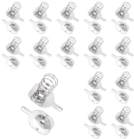 QUARKZMAN 15 Ensemble de Plaques de Contact en Métal à Ressort de Batterie 16,5 mm x 16 mm Plaque de Conversion Unipolaire Positive Négative Nickelée pour Support de Batterie