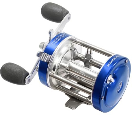 Baitcast Rolle für Angeln Links/Rechts Angelrolle, 2BB＋1RB Metall Multirolle Spinnrolle #40/ #50/ #60, Getriebeübersetzung 5.2:1/4.2:1 (Blau, #60, Links)