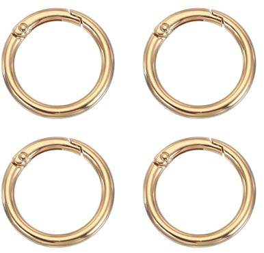 PATIKIL Anillos en O con Resorte, 4Pcs 1.3 Pulgadas Clips Redondos de Metal Broches Para Llaveros Bolsos Carteras Correas Correas para Perros Manualidades DIY, Oro Claro 33mm