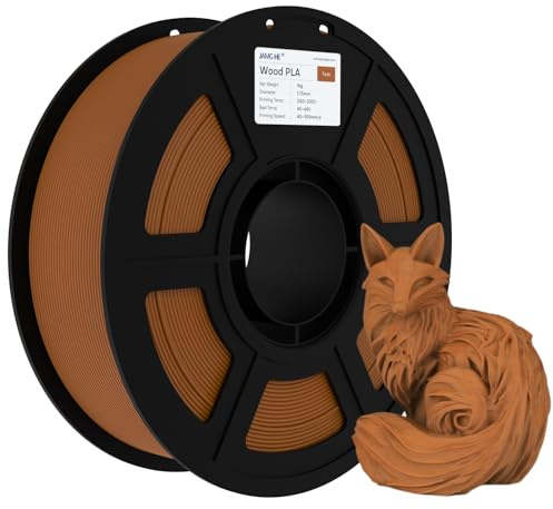 Wood PLA Filament for 3D Printer, JAMG HE 1kg Wood PLA Spool 1.75 mm +/-0.01 Accuracy Dimensional 3D Printing Materials Suit for FDM 3D Printer or 3D Pen (Wooden PLA, Teak Wood Color)