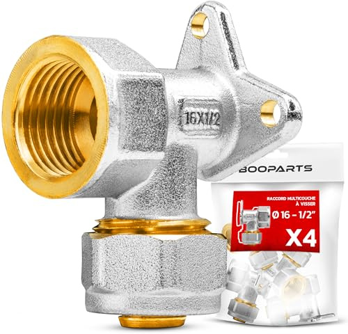 BOOPARTS – 4 piezas – Conexión multicapa 16-1/2 (15-21) a atornillar – Consola de pared multicapa – Conexión de fontanería para tubo multicapa 16