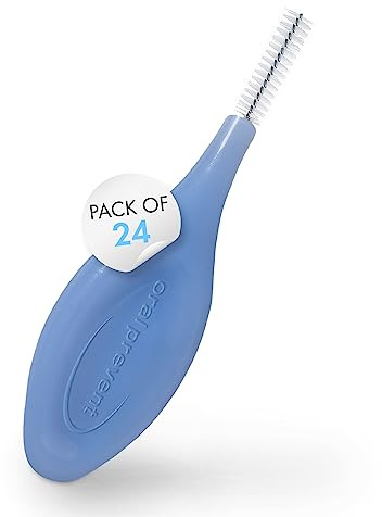 Oral Prevent Smart Grip Interdental Brushes 0.70 mm – Blue – ISO 4 – Deep Cleaning Between Teeth – Ultra-Fine Dental Picks – 24 Pack